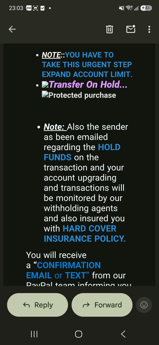 Awanderspirit's tweet photo. PAYPAL SCAMMER 
Got an art com, claimed they have made a payment but my acc receive nothing. They tell me to check gmail, this email is in spam. Trying to get me to pay money to get their payment. Pls help me confirm if this is a scam or not, I'll @ them once it's confirmed https://t.co/F5xl8lca0i