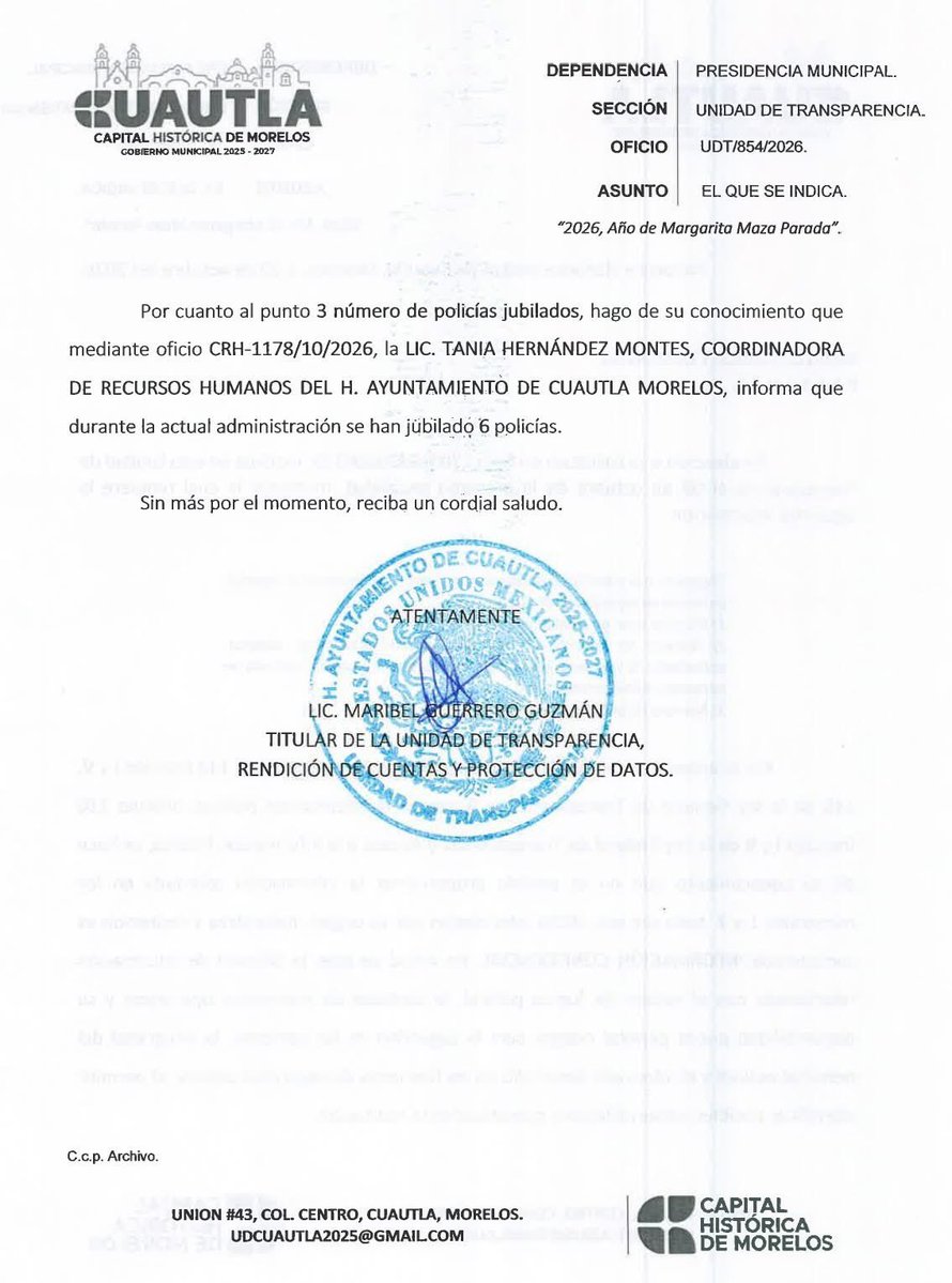 circulo_depoder's tweet photo. 🔴 ¿CUÁNTOS POLICÍAS CUIDAN CUAUTLA? EL AYUNTAMIENTO SE NIEGA A INFORMARLO

En medio de los problemas de inseguridad que enfrenta #Cuautla, el Ayuntamiento se niega a transparentar cuántos elementos policiacos están encargados de proteger a la población.

Conocer el estado de fuerza de la corporación es información de interés público y una exigencia legítima de los ciudadanos.

Mientras la inseguridad preocupa a las familias, la pregunta sigue sin respuesta: ¿cuántos policías están realmente cuidando Cuautla?

Vía. @RindeCuentasMor 

#Morelos