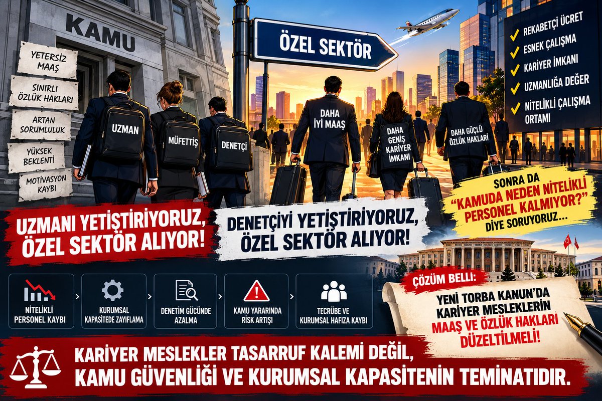 HuniliUzman's tweet photo. Yüksek sınav puanı, yılların eğitimi, uzmanlaşma, ağır sorumluluk ve kamu yararı…

Bütün bunların karşılığı görmezden gelindiğinde hangi liyakat sisteminden söz edeceğiz?

Liyakat yalnızca işe alırken aranacak bir ölçüt değil, görev süresince korunması gereken bir değerdir.

Uzman, müfettiş ve denetçiler için adil ve sürdürülebilir bir ücret politikası artık zorunlu bir ihtiyaçtır.

Ayrıcalık değil, hakkaniyet!

#3SayılıCetvelUyanıyor #Liyakat #KariyerMeslek