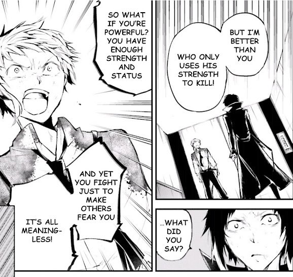 floufluff1's tweet photo. there's something so beautiful about how atsushi and akutagawa can hate each other and yet recognise each other's strength so deeply. they don't have to like each other to see what the other is capable of and i think there's something deeply moving about the fact that sometimes- https://t.co/Bvpoo6bMTL