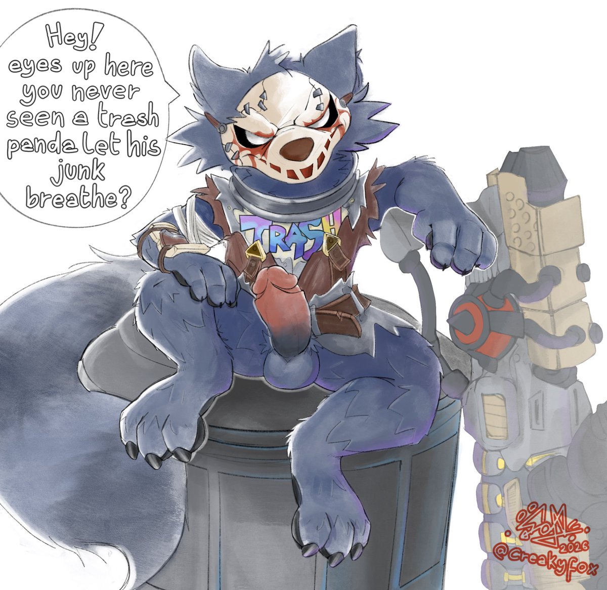 CreakyFoxXOXO's tweet photo. Spooky trash man 🎃 (spent 10$ to get him worth it tho best rocket skin ever)

#RocketRaccoon #MarvelRivals  #furry #gay https://t.co/NWhRxaronU