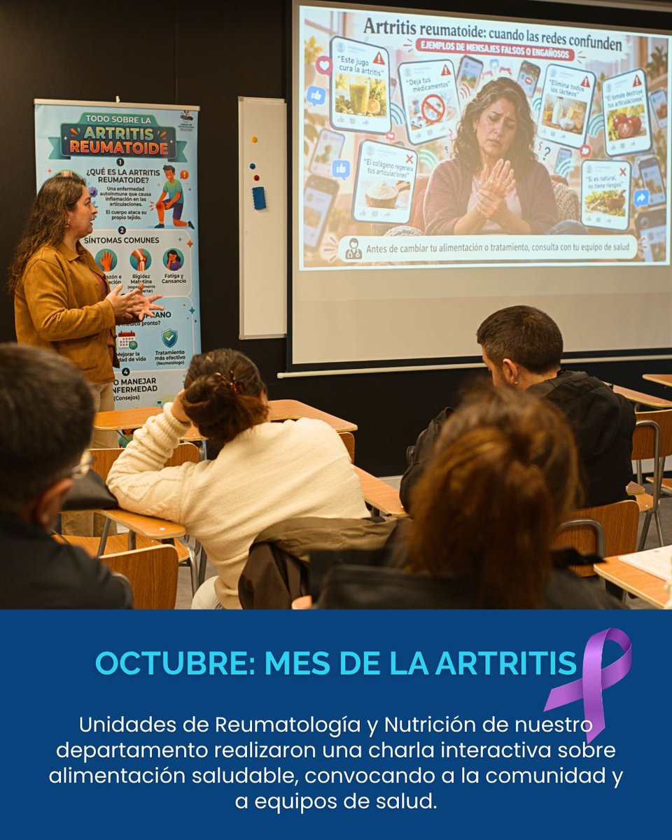 medintufro's tweet photo. ¿Sabías que la alimentación es clave en el manejo de la artritis? 

En el #MesDeLaArtritis, las Unidades de Reumatología y Nutrición de @medintufro realizaron una charla interactiva sobre hábitos saludables y mitos nutricionales junto a pacientes y profesionales de la salud. 🩺 https://t.co/jN9tdvrTEj