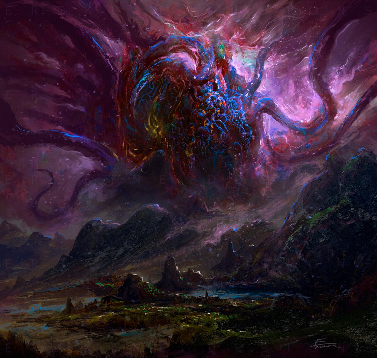 CosmicHorror637's tweet photo. Conglomeration of the Ancient Horrors by Erskine https://t.co/VG2dZaLmQ7