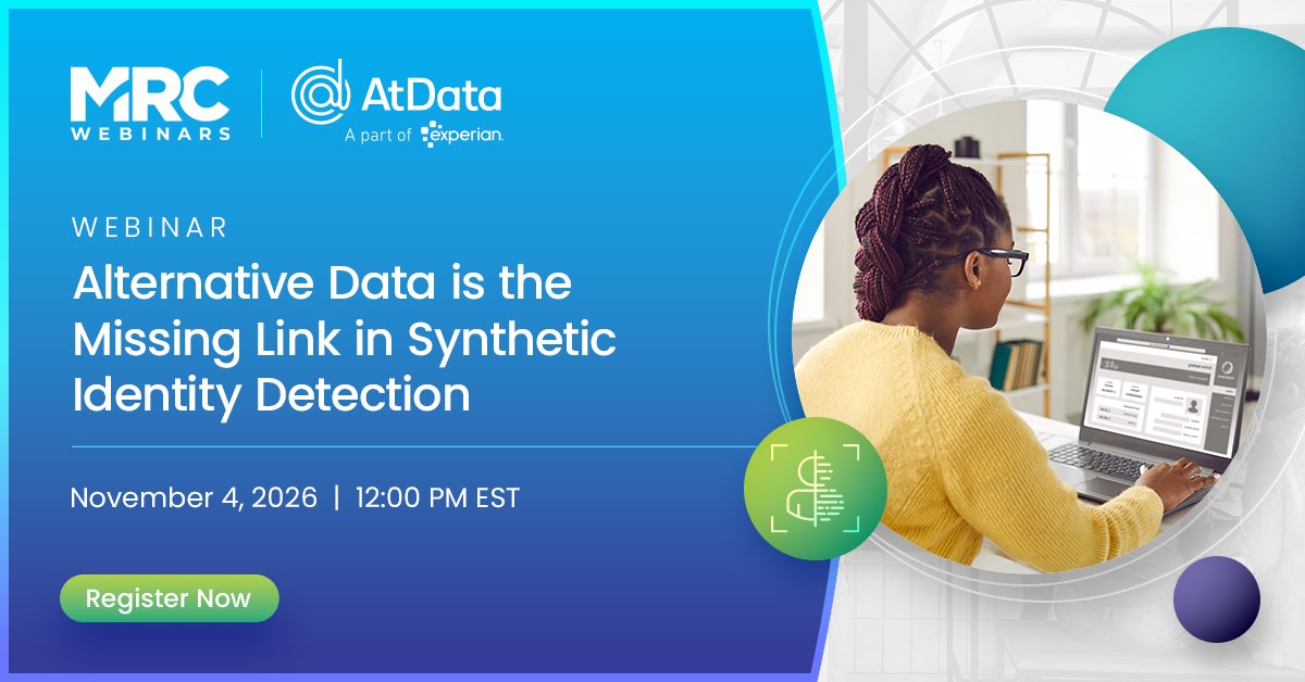 atdata's tweet photo. Join @atdata and @Experian for an MRC Webinar on Nov. 4 at 12:00 PM EST. Learn how email intelligence and alternative identity signals help reveal a fuller picture of identity risk, so your team can detect fraud with less friction for legitimate consumers. https://t.co/YDTPSnRMKC https://t.co/8ENYyxYJfp