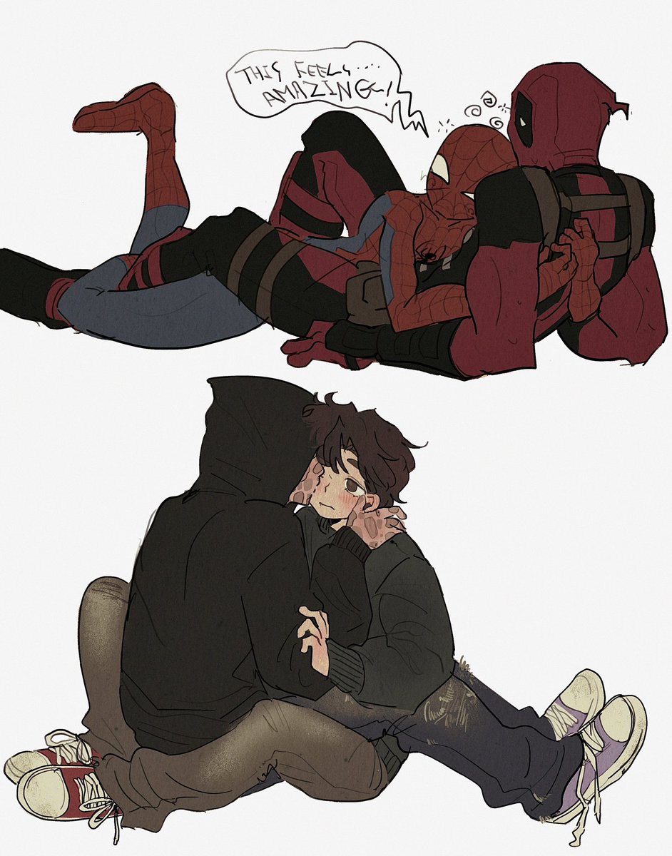 madgummybearxx's tweet photo. #spideypool 
Suit on suit off https://t.co/TGl76yuaYW