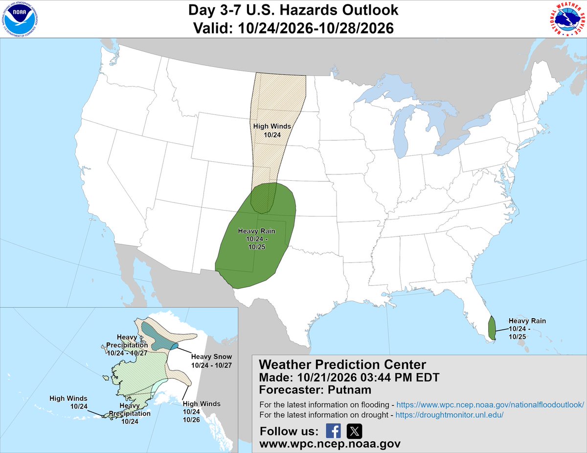 NWSWPC's tweet photo. An updated Day 3-7 Hazards Outlook has been issued. https://t.co/VBxTZCp4sE https://t.co/poB66g0XgK