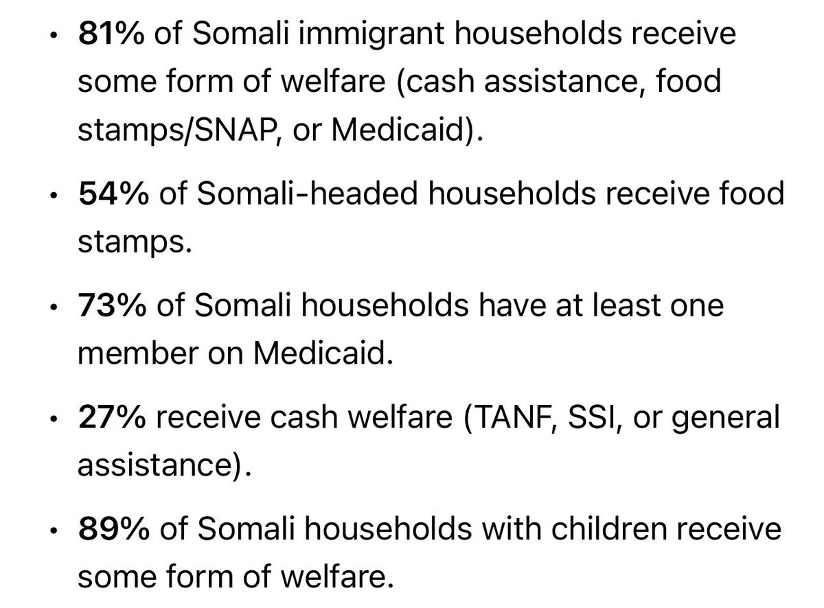 JoannCombs4720's tweet photo. @ICEgov 81% of Somali household use at least one major welfare program. https://t.co/3Te915q7x3