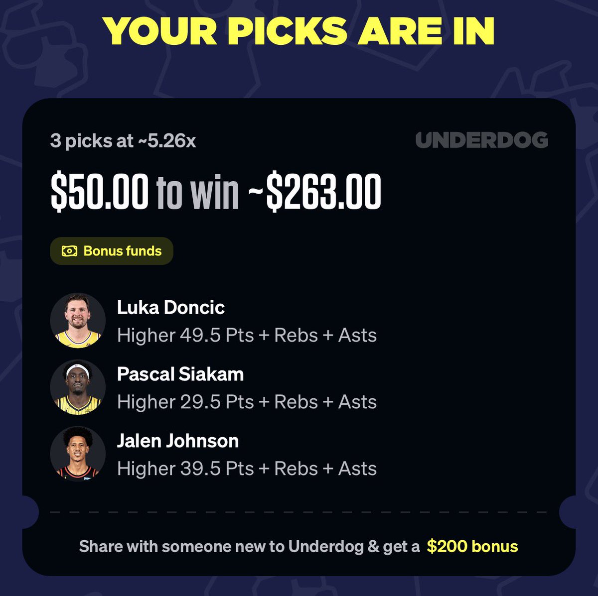 DegenMoose_'s tweet photo. @Underdog dropped $50 in bonus funds so I dropped it on 3 dudes to go off to open their seasons 

Might hit, might not, either way let’s ride 🫡 https://t.co/SxxO8GgLa6