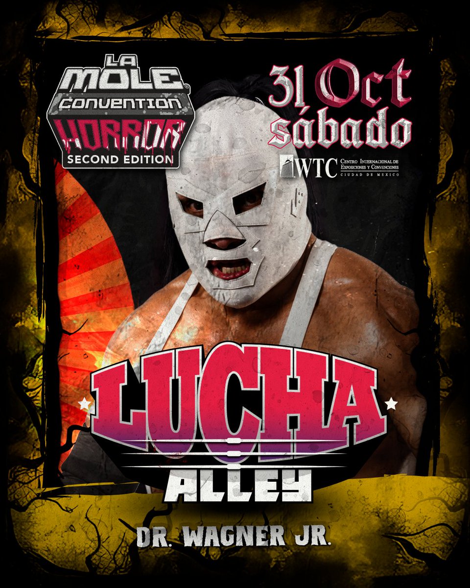 lamolemx's tweet photo. 🦇 ¡Una gran tercia llegará con todo el poder al #LuchaAlley de #LaMoleHorrorEdition2! Se trata de @WagnerJrOficial, @SilverkingHijo y Halloween Jr. https://t.co/m2GpoVsd3p