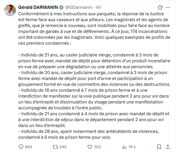 ai_qube_fr's tweet photo. #Sarkosy a été reconnu coupable d'"association en vue d'un délit contre la nation au plus haut niveau" - il a passé un mois en prison avec tous les privilèges.
@GDarmanin se vante de la condamnation à 3 à 6 mois de prison ferme pour des jeunes sans casier ! Deux poids deux mesures.