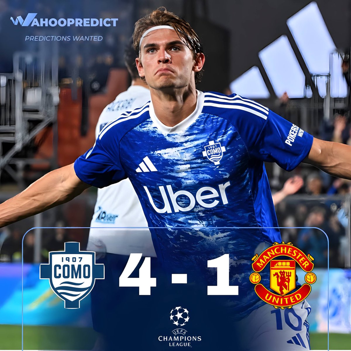 Wahoopredict's tweet photo. Still going to post about it. 

I know, we all knew you predicted Manchester United was going to win.

To those who knew Como were the winners from the start of the match🍻 https://t.co/Nc1xFR0qth