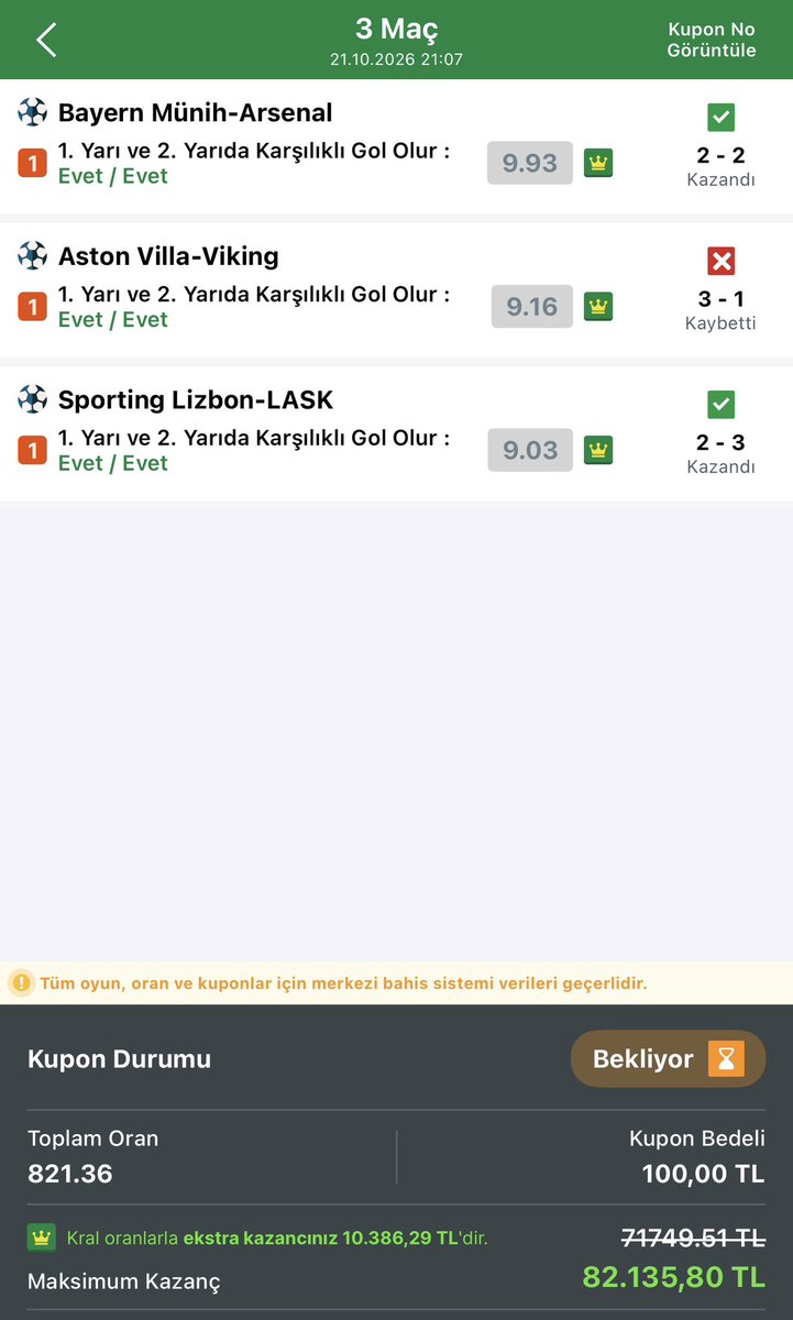 gold_asist's tweet photo. 🔥 HERKESE AÇIK KANALDA YİNE KAZANDIK! 🔥

Paylaştığımız 3 maçlık Her İki Yarıda da Üst 1.5 kuponumuz sorunsuz şekilde geldi!

Değerlendiren ve bizimle kazanan tüm dostlarımı tebrik ederim! 🚀 https://t.co/XTJ3BuiX2M