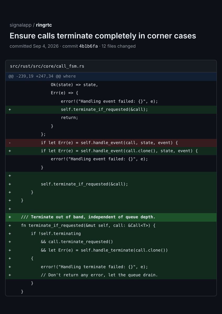 IntCyberDigest's tweet photo. ‼️ A critical Signal bug could keep your microphone, and possibly your camera, live after you hang up.

The other caller can flood the call's event queue so your hang-up is never processed. 

Dubed CVE-2026-113380 it scored 9.3 and got fixed in September. https://t.co/aTFOqqRPin