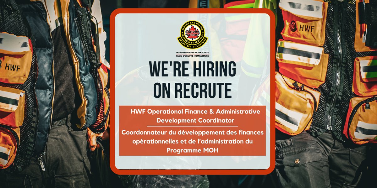 SARVAC_ACVRS's tweet photo. 🚨 We’re hiring!
SARVAC is recruiting an HWF Operational Finance &amp; Administrative Development Coordinator to help strengthen emergency response operations across Canada.
Apply today: https://t.co/1PvUQDNDOU
#NowHiring #EmergencyManagement #SearchAndRescue #CanadianJobs https://t.co/LyA7Ble2nG