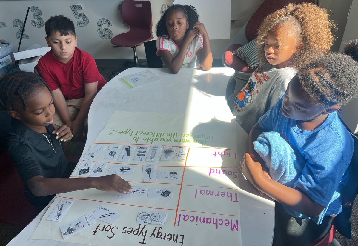 MissE_Wash's tweet photo. Science was fun today with an energy sorting game! Students collaborated and explained why certain objects went into each category while justifying their reasoning @HumbleISD_ACE #sciencerocks #doingsciencedaily https://t.co/bBEldhtXA3