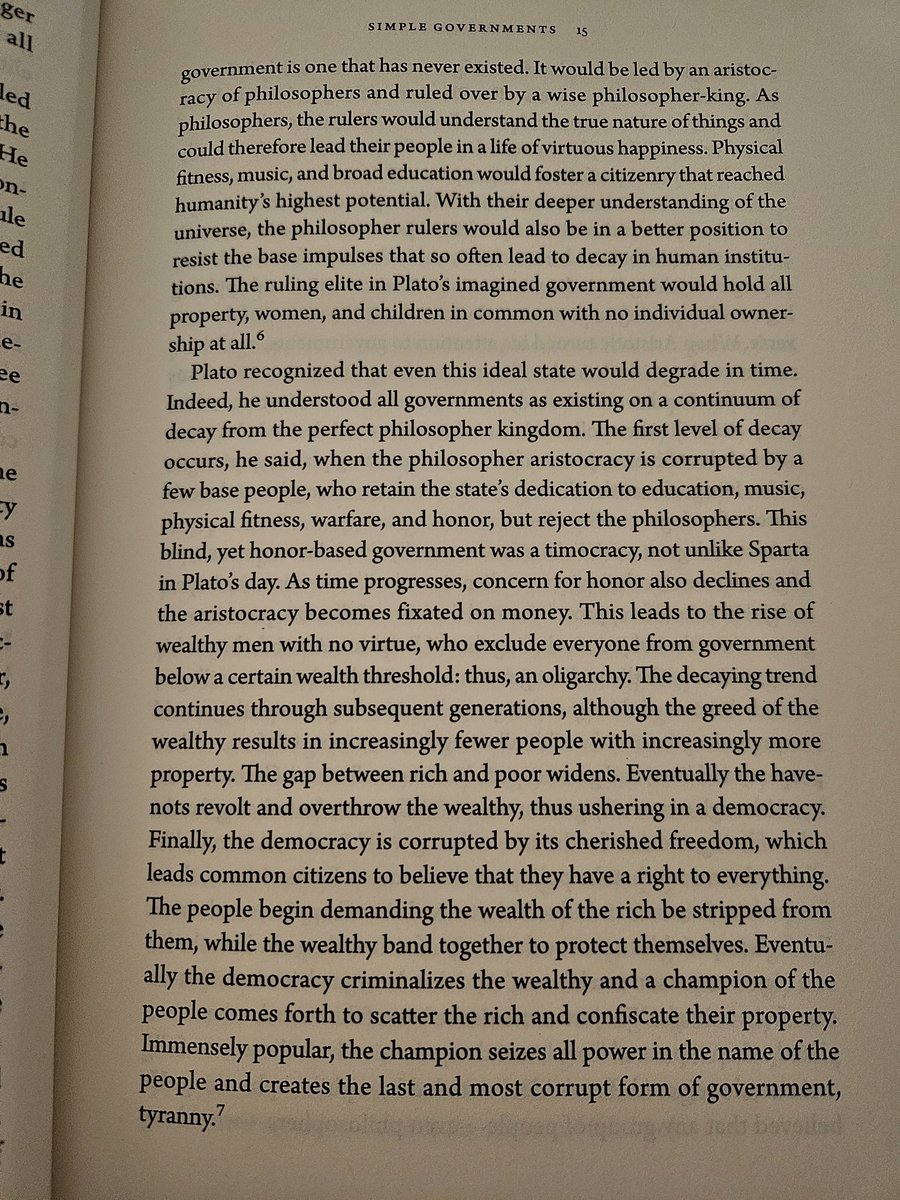 HumbleFlow's tweet photo. In The Republic, Plato argues that every form of government eventually decays, with democracy ultimately giving way to tyranny. https://t.co/GMhHDTgcwe