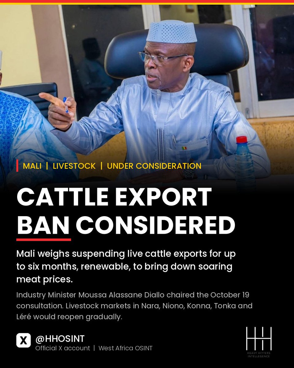 HHOSINT's tweet photo. The objective is to promote the supply of the national market, improve the availability of livestock, and contribute to reducing prices for the benefit of Malian consumers. https://t.co/8DxeiAxTGh