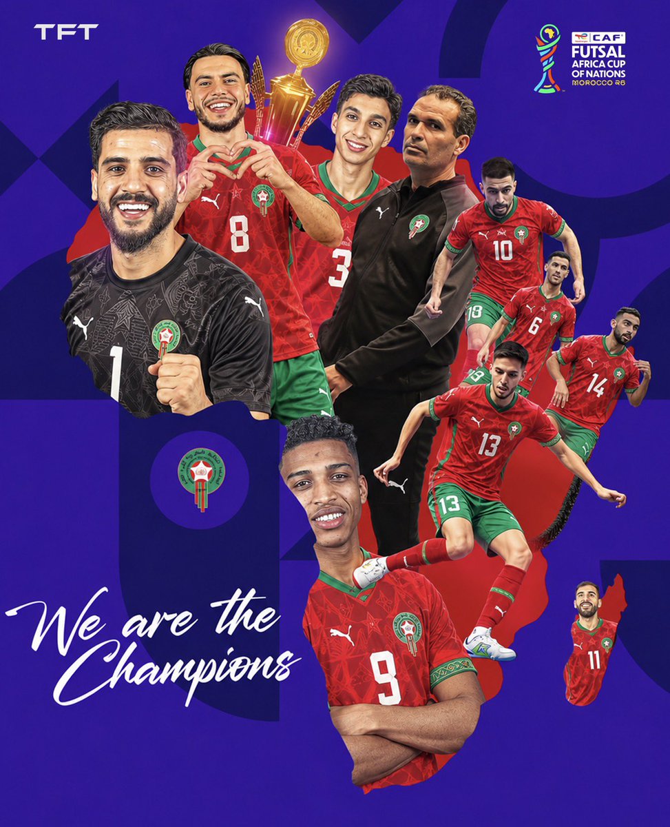 TFT_Morocco's tweet photo. 🚨𝗢𝗙𝗙𝗜𝗖𝗜𝗘𝗟 ! Le Maroc est 𝗖𝗛𝗔𝗠𝗣𝗜𝗢𝗡 𝗗’𝗔𝗙𝗥𝗜𝗤𝗨𝗘 𝗙𝗨𝗧𝗦𝗔𝗟 2026 pour la 4 ème fois de suite ! 🏆🇲🇦 https://t.co/Ilv9p19R2v