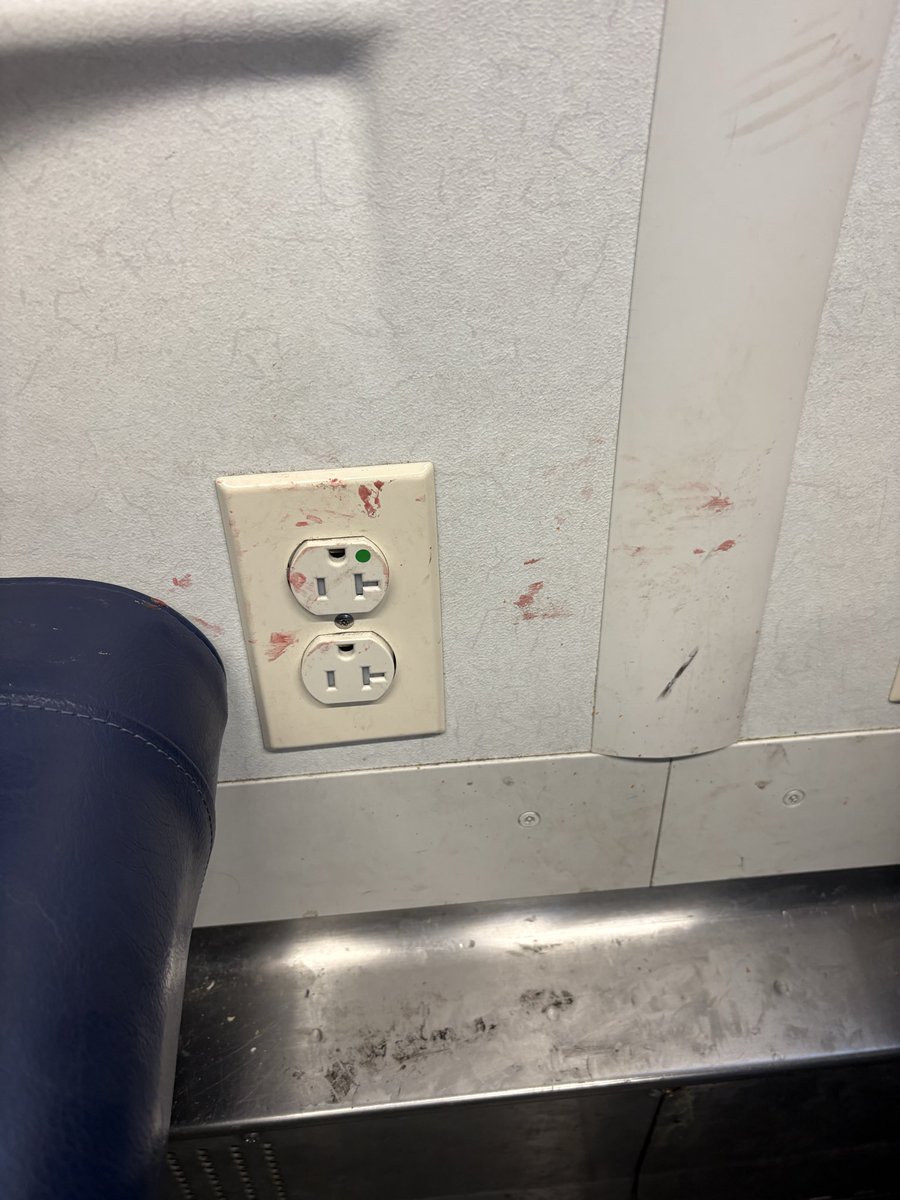 mcarroll39's tweet photo. @LIRR hey shitbirds blood on the train....Are you dickheads decorating the trains for Halloween?#lirr https://t.co/zhFrhYWWuD
