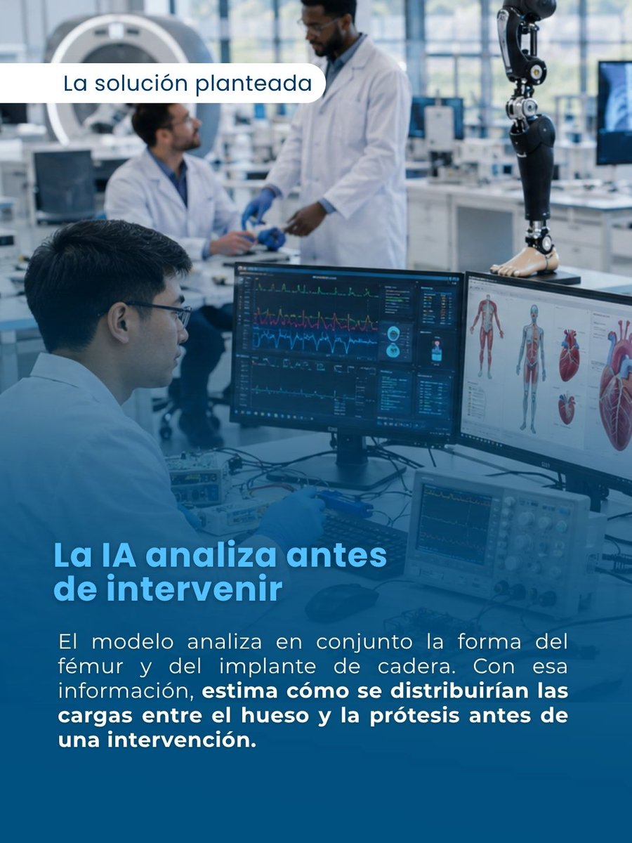 UDEP's tweet photo. ¿Y si una prótesis de cadera pudiera adaptarse mejor a cada paciente antes de una cirugía?
El profesor Carlos Ojeda y el egresado William Solórzano-Requejo participan junto con investigadores de España e Italia en un estudio que aplica inteligencia artificial para anticipar el comportamiento del implante y avanzar hacia diseños más personalizados.
Lee más en: https://t.co/qAdIDgEmsF