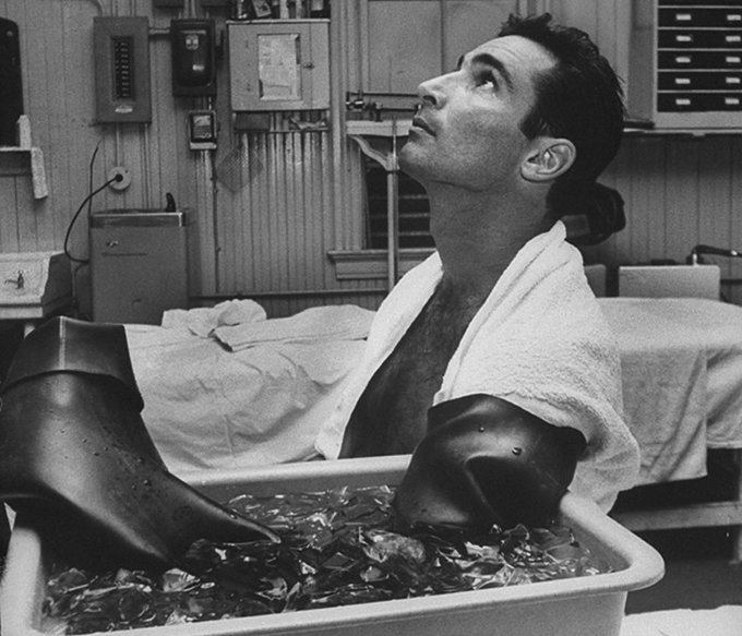 Jimfrombaseball's tweet photo. "A man so fiercely modest and private that while at the University of Cincinnati on a basketball scholarship, he didn't tell his parents back in Brooklyn that he was also on the baseball team.
The man whose mother requested one of the first copies of his 1966 autobiography, "Koufax", so she could find out something about her son.
"You never told me anything," she said to him.
The man who in 1968, two years after retiring with three Cy Young Awards, four no-hitters and five ERA titles, mentioned nothing of his baseball career upon meeting a pretty young woman named Anne who was redecorating her parents' Malibu beach house.
Koufax did offer to help her paint, though. It wasn't until several days later that she learned his identity;
And he learned hers:
She was the daughter of actor Richard Widmark.
They were married six months later in her father's West Los Angeles home in front of about a dozen people.
His elbow was shot full of cortisone several times a season.
His stomach was always queasy from the cocktail of anti-inflammatories he swallowed before and after games, which he once said made him:
"Half-high on the mound."
He soaked his elbow in an ice bath for 30 minutes after each game, his arm encased in an inner tube to protect against frostbite.
And even then his arm would swell an inch.
He couldn't go on like this, not when his doctors could not rule out the possibility that he was risking permanent damage to his arm."
Tom Verducci.