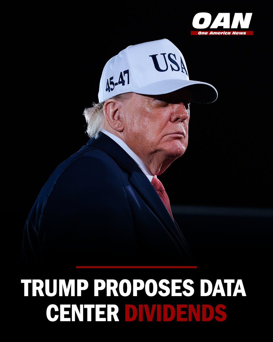 OANN's tweet photo. President Trump proposed requiring large data centers to generate their own power and return excess electricity to the grid or nearby communities.

He also suggested companies pay a “dividend” to local residents as communities push back against data center expansion.

For more updates, watch OAN on OAN Live or click the link in our bio.