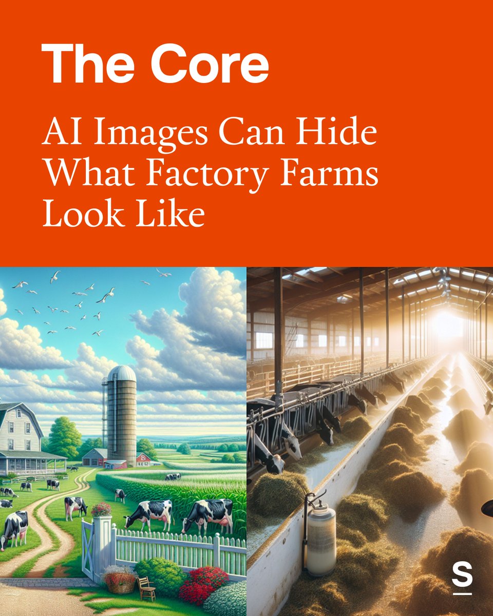 Sentient_Media's tweet photo. Most farm animals in the United States are raised on factory farms. But when one researcher used generative AI to create animal-farming visuals for her presentations, she received idyllic scenes instead.

Read more in The Core: https://t.co/8awSQrA28d https://t.co/G0VnY7pn9M