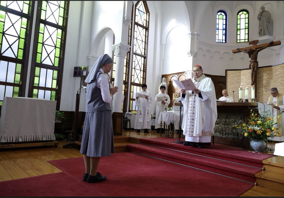 timothyjphelan's tweet photo. In a world where lifelong commitments are increasingly rare, one woman in Japan has dedicated the rest of her life to God.

On October 16, Sister Francisca Miki Saito professed her perpetual vows as a Catholic religious sister in Tokyo.

She belongs to the Sisters of Bethany, a congregation whose roots go back to 1929, when a French missionary began caring for destitute tuberculosis patients in Tokyo.

Nearly a century later, that mission continues.

Pray for Sister Saito and praise God for His continued work in Japan.