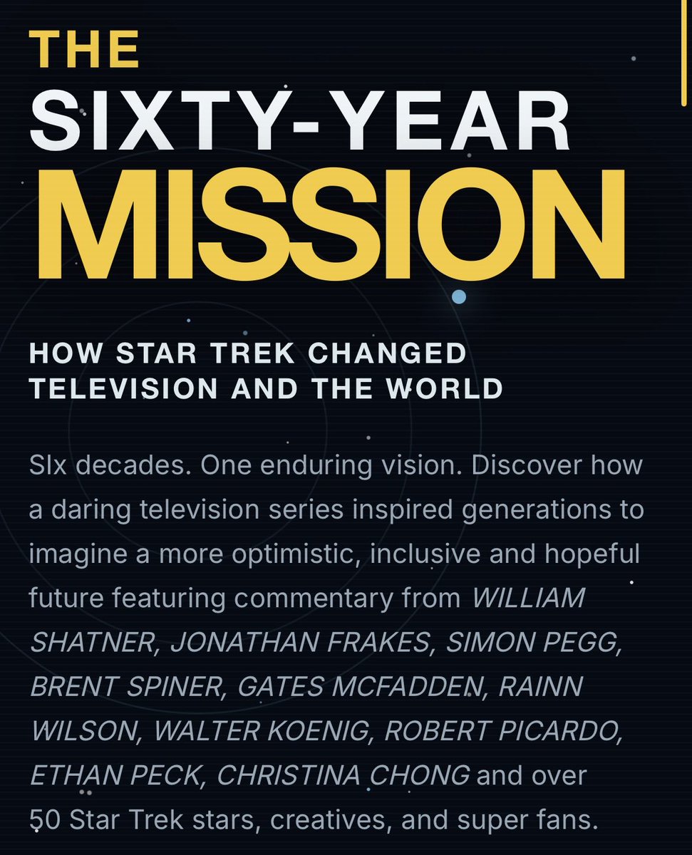 WhatDaFoxxy's tweet photo. Exactly 2 hours and 0 seconds from William Shatner’s history-evidenced documentary gave me a warm tribbly feeling.
But no #tribbles! Sad.
Fact-based with clear parallels to world politics, trailblazing a diverse cast broadcasting messages of acceptance and romance.
#trek60 https://t.co/FKBI9WhxaF