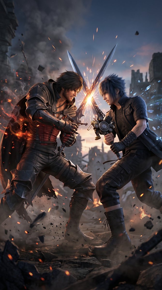 vswallpaper's tweet photo. Happy Final Fantasy Resonance Day! Clive vs Noctis!🔥#wallpaper #wallpapers #wallpaperhd https://t.co/CDAArDJP45