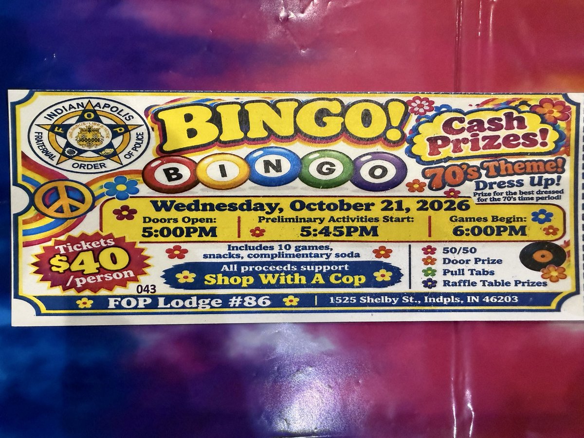 RickFOP86's tweet photo. BINGO‼️ Indy FOP hosting Bingo Night for Shop with a Cop

Another great night of Fun and Excitement for a GREAT Cause
#ItsHere #CopsCare #FOP https://t.co/FVb2twOKEA