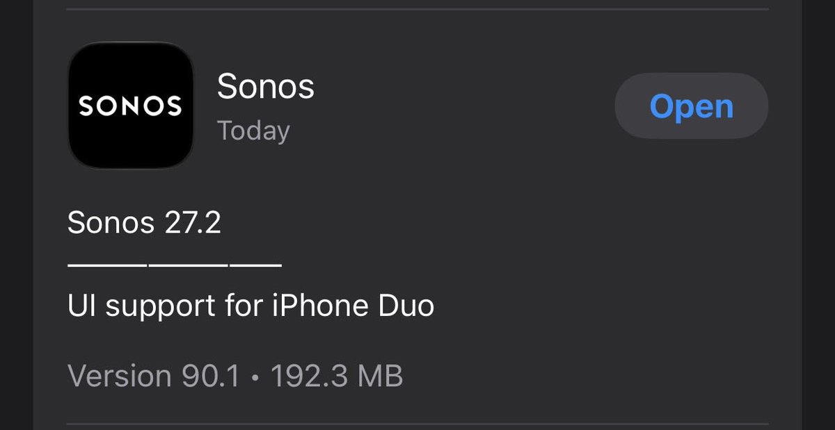 ChaseSeesGhosts's tweet photo. Anyone at @Sonos or with an iPhone Duo already able to show what the updated app looks like?👀 https://t.co/MiU9kX34ja