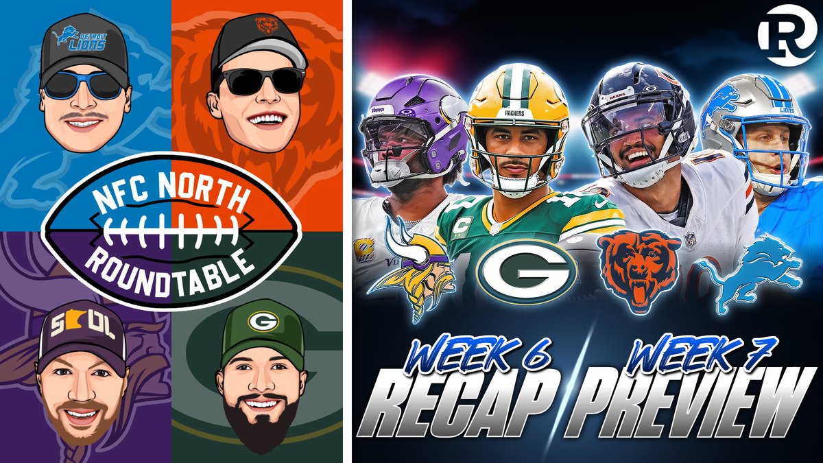 NFCN_Roundtable's tweet photo. 🚨The NFC North Roundtable is LIVE NOW!!🚨

🎤 Hosts: 
@0Doseofdion #OnePride        
@Basaraski #GoPackGo        
@Matt_Falk #Skol        
@JAYChi_Bears #DaBears        

Link below⬇️
https://t.co/i7HDZHjjDS https://t.co/al21t4y8xM