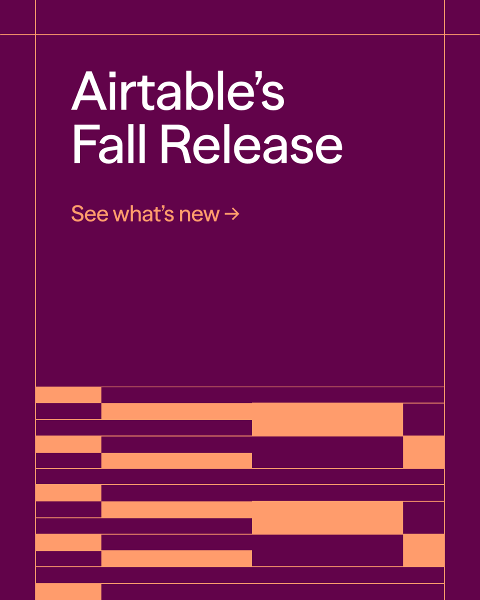 airtable's tweet photo. Airtable’s Fall Release is here. Here are the highlights 🧵 https://t.co/pXEZ1qp0i9