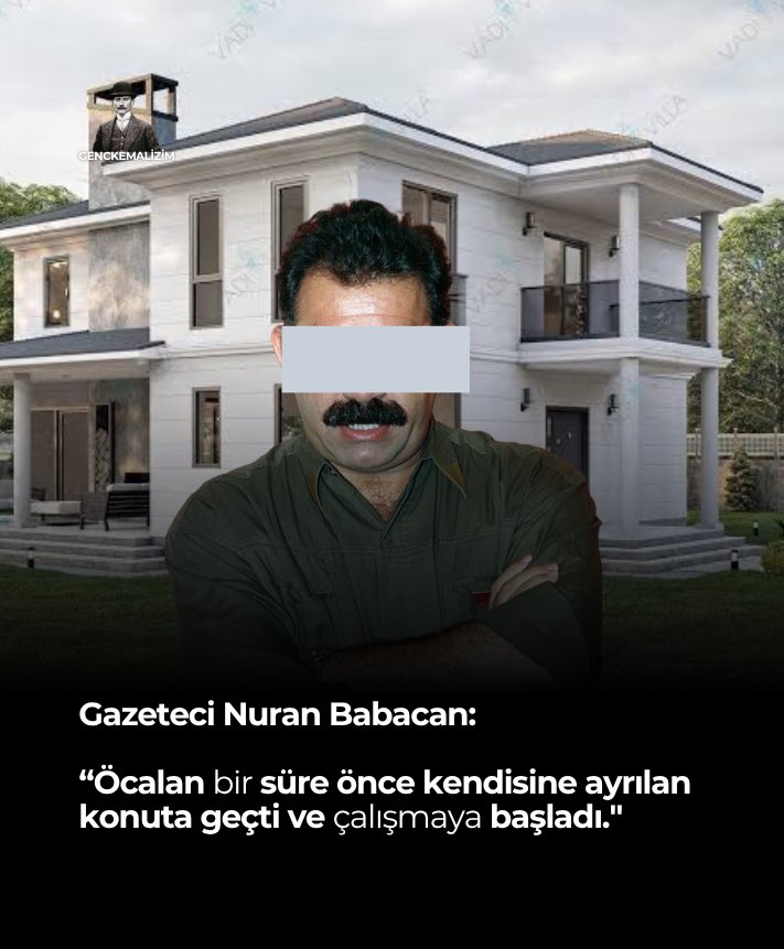 LOSCvGS's tweet photo. Gazeteci Nuray Babacan, köşe yazısında Öcalan'ın İmralı'da kendisi için hazırlanan konuta geçtiğini ve PKK'nın "tasfiye listelerinin" oluşturulmasında rol aldığını öne sürdü:

"Açılım sürecinde, önümüze sorun gibi çıkarılan konularda yeni adımlar atıldığı bilgileri geliyor.

Özellikle PKK lideri Abdullah Öcalan’a İmralı’da sağlanan altyapı olanakları ve birtakım değişiklikler artık siyasiler tarafından da konuşuluyor.

Şöyle ki: İmralı Adası’nda Ceza ve Tevkifevleri Genel Müdürlüğü’ne ait alandaki yeni bina-konutun Öcalan için yapıldığını inkâr eden kimse yok.

Ancak Öcalan’ın statüsüyle ilgili konular netleşmeden bu konuta geçmeyeceğine ilişkin yeni bir gelişme yaşandığı anlatılıyor.

Süreci yakından takip eden siyasilere göre, Öcalan bir süre önce kendisine ayrılan konuta geçti ve çalışmaya başladı.

Çalışmaya başladı derken, PKK’nın tasfiye sürecinde oluşturulan listelerle ilgili olarak inisiyatif kullandığı, bunu da adına ‘Tasfiye Komisyonu’ denilen yeni yapının bir parçası olarak yaptığı belirtiliyor.

İddialara göre Cumhurbaşkanlığı bünyesinde oluşturulan Koordinasyon Kurulu ve buna bağlı çalışan 4 kurul dışında bir başka yapı çalışmaya başlamış.

Bu komisyonda devletin ilgili birimlerinin yanı sıra PKK’nın üst düzey yöneticilerinden gelen bilgiler ve veriler değerlendirmeye alınıyormuş.

Bu yapının işlemeye başlaması nedeniyle de Öcalan’ın statü sorunu çözülmüş ve konuta bu nedenle geçmiş. Tasfiye listeleri de burada oluşuyormuş…

İddialar bu yönde…

Öcalan’ın toplumsal ve örgütsel duyarlılıkları dile getiren PKK yöneticileriyle ve DEM’li siyasetçileri zaman zaman boşa düşürdüğü biliniyor.

Yani Öcalan ile devlet arasındaki ilişki, diğer gruplarla Öcalan arasında yok gibi!”