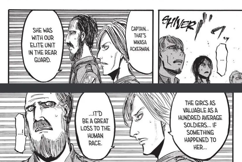 mikasaist's tweet photo. my favorite part of aot is when they start glazing mikasa like she’s god https://t.co/UvEl9rRYdQ