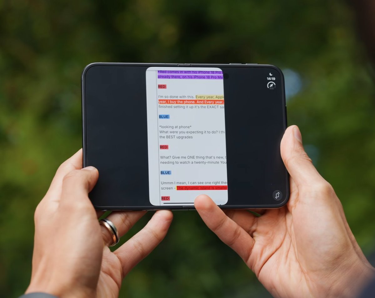 android_fhd's tweet photo. "Apple took years to enter foldables because they were perfecting app optimization"

meanwhile iPhone Duo 👀 https://t.co/Cisx6eTJbN