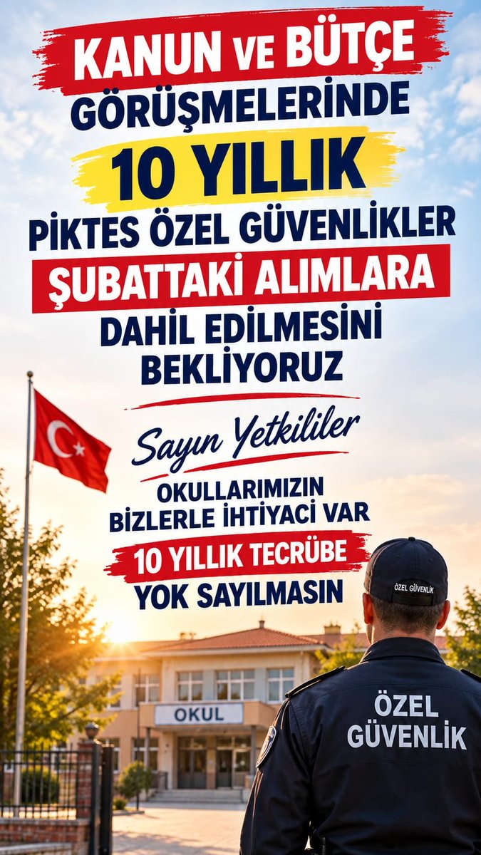 GCetiner17058's tweet photo. @isikhanvedat Sayın Bakanımız

🚨Kanun ve bütçe görüşmelerinde PİKTES Özel Güvenlikler olarak sizlerden müjdeli haberlerinizi bekliyoruz. 🇹🇷

📌10 yıllık emeğimiz, tecrübemiz ve birikimimiz yok sayılmasın!

📌10 yıllık tecrübemiz geleceğe taşınsın https://t.co/ql7Tg7GpVI