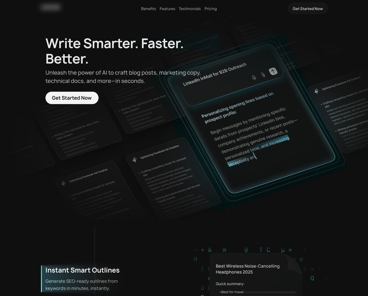 masterwaqar_ui's tweet photo. Designed an AI writing tool landing page this week at @redesigned47 

Dark, calm, one glow. https://t.co/Q3o88msKTs