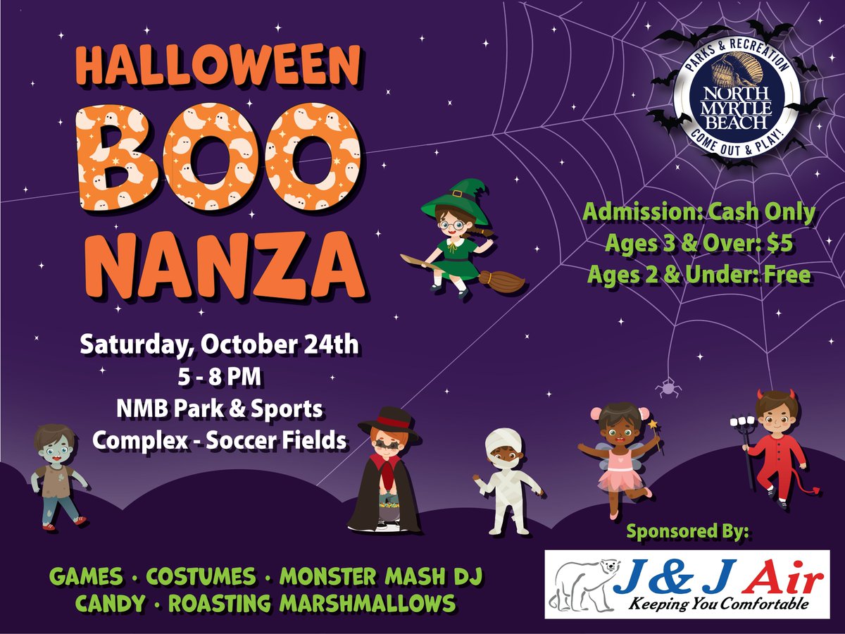 CityofNMB's tweet photo. Get your costumes ready, Halloween BOOnanza is back🎃

Join us October 24 from 5–8 PM at the NMB Park &amp; Sports Complex for a spooktacular evening of family fun!

🍬 Enjoy 20+ game stations, treats, shows, fire pits, face painting, photo ops, and more! https://t.co/uBnXmESYsz