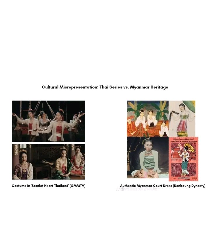yep_paw's tweet photo. When Myanmar people make mistakes, GMM takes legal action and demands video apologies. Yet when our cultural heritage is appropriated, you turn a blind eye. This is unfair. Take responsibility and address this issue!

We Demand Action from GMMTV

#RespectMyanmarCulture https://t.co/z1IRfZxJ8n
