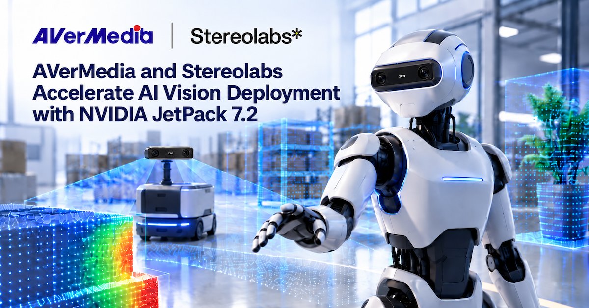 UnmannedSystem's tweet photo. By pairing unified driver architecture with NVIDIA JetPack 7.2, @AVerMedia and Stereolabs streamline edge vision deployment, delivering optimized memory usage, hardware compatibility, and faster production timelines for autonomous robotics

Read more 🔗 https://t.co/TWsijrO4zd https://t.co/JzGUIUsNdV