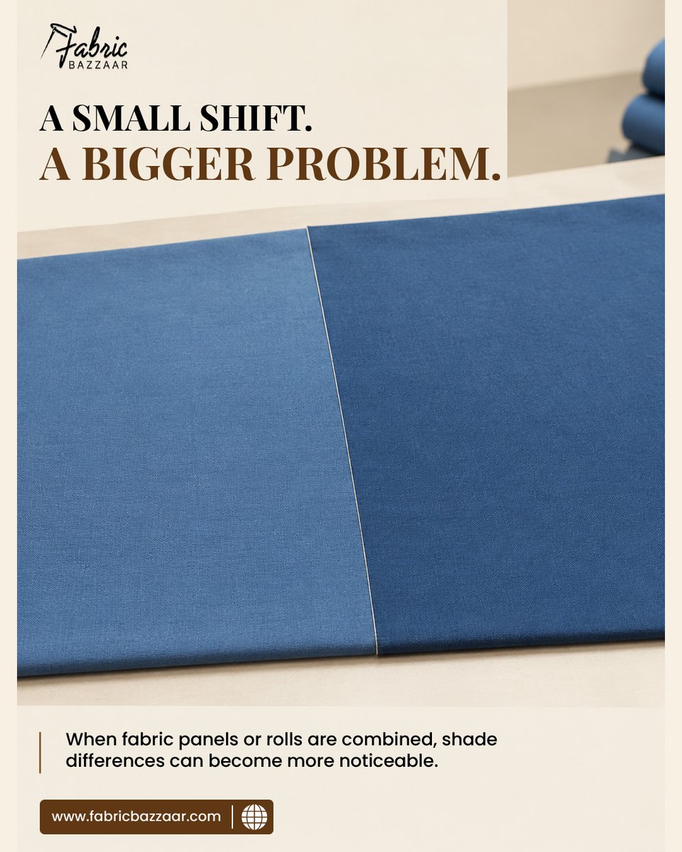 FabricBazzaar's tweet photo. Same shade code. Same fabric name. Completely different lo When rolls from two different dye batches end up on the same cutting table without lot segregation  #fabricbazzaar #fabricquality #textiledyeing #qualitycontrol #garmentmanufacturing #patternmaking #fabricsourcing https://t.co/R5uySO6NC1