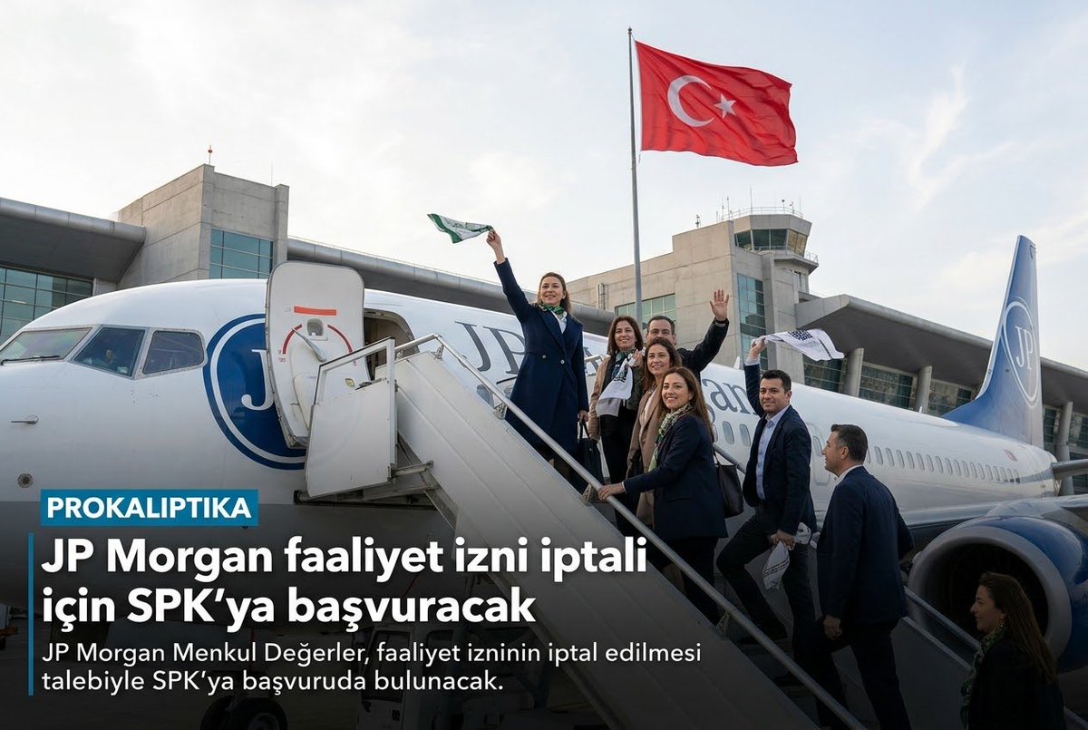 prokaliptika1's tweet photo. ‼️Η JP Morgan ξεκουβαλάει από την Τουρκία.

Θα υποβάλει αίτημα στην SPK (Επιτροπή Κεφαλαιαγοράς ) να ακυρωθεί η άδεια λειτουργίας της θυγατρικής της J.P. Morgan Menkul Değerler A.Ş. —

JP Morgan Menkul Değerler, faaliyet izninin iptal edilmesi talebiyle SPK'ya başvuruda bulunacak https://t.co/sirRMmRz74