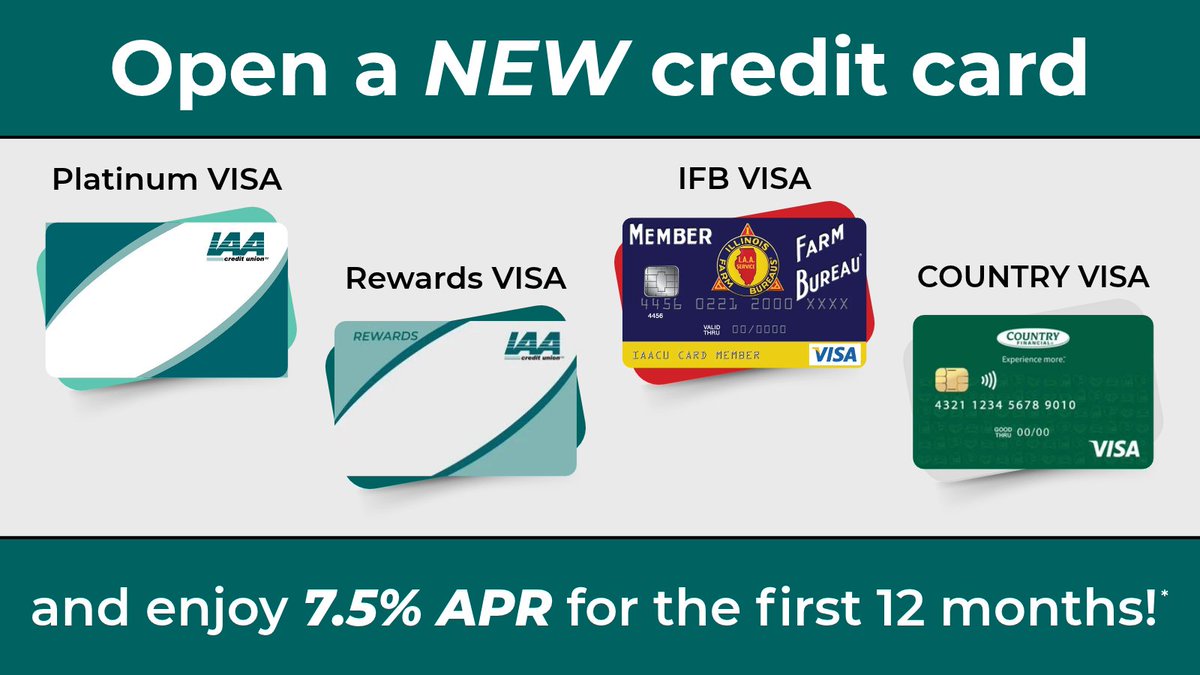 IAACU's tweet photo. Our 75th anniversary celebration continues! 🎉 We’re offering 7.5% APR for the first 12 months on new IAACU credit cards. With four card options to choose from, find the one that fits your needs and start celebrating with us! 💳 

Apply today: https://t.co/o5zPVInYmG https://t.co/Ue1mTXzuEn
