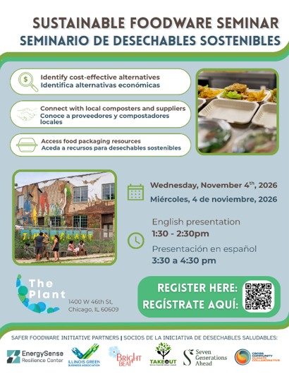 EnergySenseCtr's tweet photo. Join EnergySense, IL Green Business Assoc, and The Plant Chicago for a free workshop to help you transition to safer, more sustainable packaging on 11/4 at The Plant. We will hold an English session @ 1:30, then a Spanish session @ 3:30. Click to register: https://t.co/AijuzB20zB https://t.co/LH2jXHw9Ki