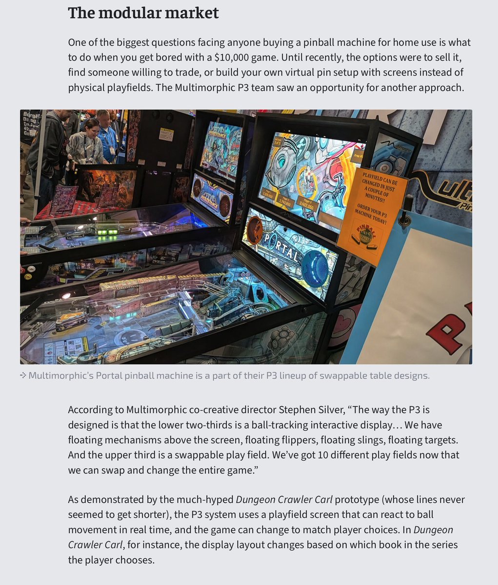 Multimorphic's tweet photo. Thanks for the feature in this Pinball Expo recap story, @arstechnica! 

Preview below, read the full story here ➡️https://t.co/tjgqZ36Ira

#Pinball #PinballEvolved https://t.co/OK8Qw8VhIi
