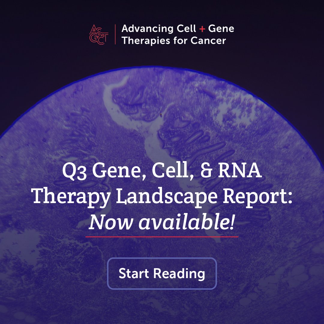 ASGCTherapy's tweet photo. Hot off the press! 📢 Our Q3 2026 Gene, Cell and RNA Therapy Landscape Report, developed with Citeline, is here. 

Explore seven new approvals, an expanding clinical pipeline and the latest advancements shaping the field. 

Read more: https://t.co/kUwiaoqENv  

#ASGCT #CGT https://t.co/ogigsXDJkE