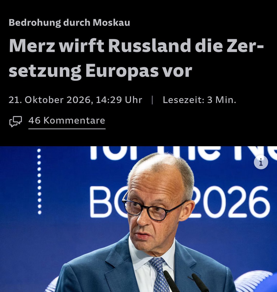 frei_geist_'s tweet photo. Friedrich Merz nennt nicht Wirtschaft, USA oder China seine größte Sorge, sondern Russlands Einfluss auf die deutsche Gesellschaft. https://t.co/ngUM9FCPx2