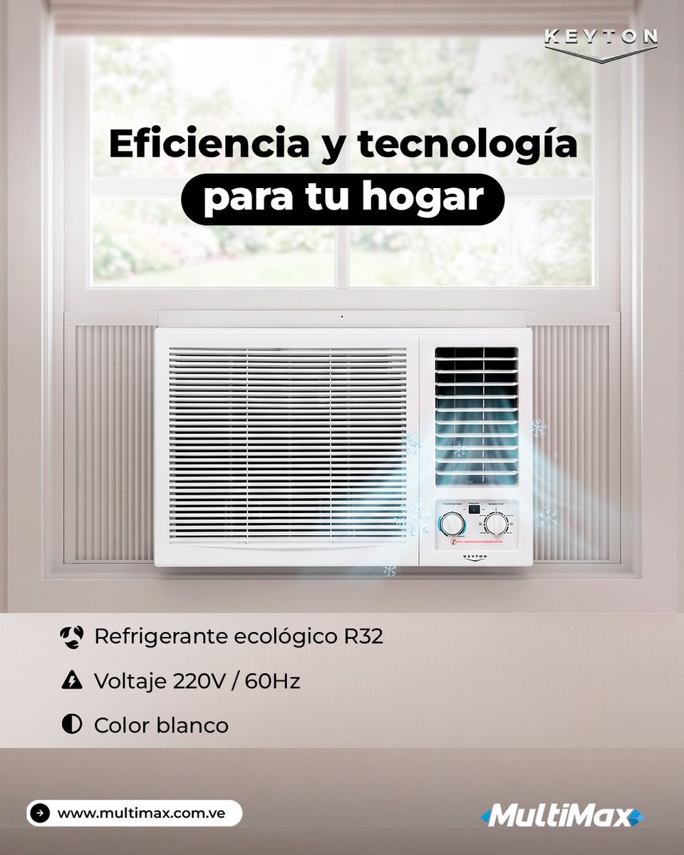 Multimax_Store's tweet photo. Eficiencia y tecnología para tu hogar. 🌿🧊

El Aire de Ventana Keyton viene con refrigerante ecológico R32, voltaje 220V / 60Hz y un elegante color blanco.

Descubre más en nuestro único canal de Ventas Online Oficial https://t.co/1Ahguc75b1

#MultiMax https://t.co/GYsiaB2Mou